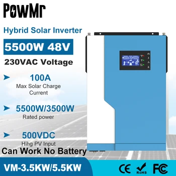 PowMr Хибриден Слънчев Инвертор 3,5/5,5 кВт Чиста Синусоидална Инвертор Buit-in MPPT 100A Слънчев Контролер За Макс. 500 Допълнителен WiFi Modu 0