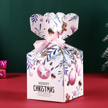 Коледна кутия шоколадови бонбони Коледен подарък кутия за подарък пакет торбички за опаковане на blue подаръчен пакет благодаря ви чанта подарък пакет опаковка кутии