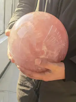 Голям Естествен Розов Кристална Топка Рейки Исцеляющий Диаметър 19,5 см Вес10,72 кг