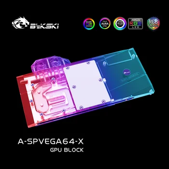 Воден блок Bykski се Използва за Sapphire Nitro + Radeon RX Vega 64 8GB HBM2 (11275-03-40G) с Пълно покриване на GPU Меден блок на Радиатора RGB 4