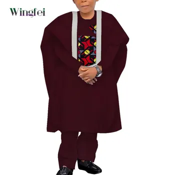 Африканска дрехи за деца, Дрехи за момчета, Комплекти от 3 теми, Нигерийски Халат, Костюми, Традиционни Дрехи Басейн Riche Абая, Подарък за Момче, WYT599