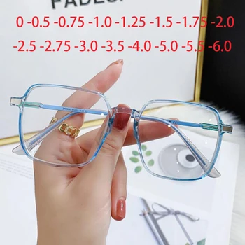 Нови Очила За Късогледство В Голяма Квадратна Рамка, С Довършителни Работи, Женски Оптични Очила За Недалновидно-1.0 -1.5 -2.0 -2.5 -3.0 -3.5 До -6.0