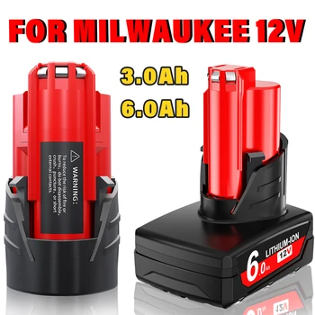 Акумулаторна литиева батерия 3.0 Ah / 6.0 Ah 12V за безжични инструменти Milwaukee M12 X 48-11-2402 48-11-2411 48-11-2401 MIL-12A-LI
