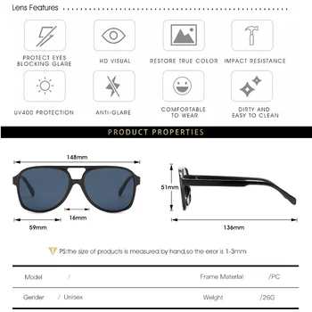 Извънгабаритни Пилотните Слънчеви Очила Дамски 2022 Нови Модни Реколта Дизайнерски Слънчеви Очила Мъжки Нюанси UV400 Защитни Очила lentes de sol 5