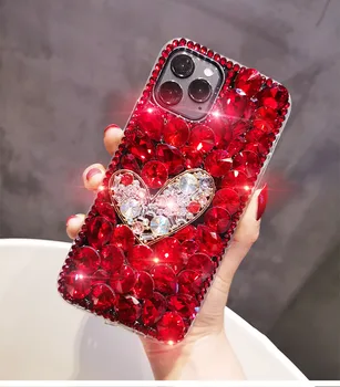 Луксозен Блестящ Цветен Калъф За телефон с Украса във вид на кристали и Диаманти Love Heart Калъф За Xiaomi Redmi 8 8A 9 9А 9В 10X Note 8 9 10 Pro 4G 5G 1