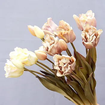 5 скилидки Голяма уникален букет лалета от силликона, изкуствени цветя, нов декор за дома, вечерни сувенири, flores decorativas