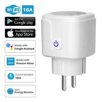 Smart Plug WiFi Изход EU 16A Power Monitor Функцията за синхронизиране на Hristo SmartLife APP Control Работи с Алекса Google Assistant 0