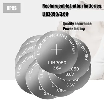 8ШТ 3,6 В LIR2050 lir 2050 литиево-йонна акумулаторна батерия 80 ма Литиево-йонна бутон монета клетка замяна за CR2050 CR 2050 0