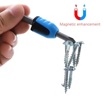 1 бр. магнитна отвертка може да бъде намагничена/Размагничена Пластмасова Магнитна Отвертка Бит Намагничиватель