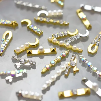 2020 10шт Злато 3D Прост Чар Crystal Япония Нокти Планински Кристал, Алуминиеви Декорации За Нокти, Блясък САМ Аксесоари За Нокти Доставка