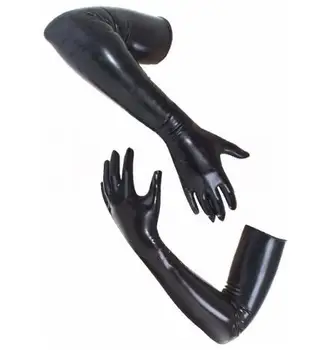 Латексови Ръкавици За Мъжете, Дълги Гумени Ръкавици, Обикновена, по-Големи Размери XS-XXL, Ръкавици Само черен Цвят
