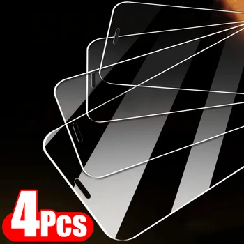 4 бр. Защитно Стъкло с пълно покритие За iPhone 11 12 13 14 Pro Max Защитно фолио За екран За iPhone XR XS Max 14 Plus Закалено стъкло