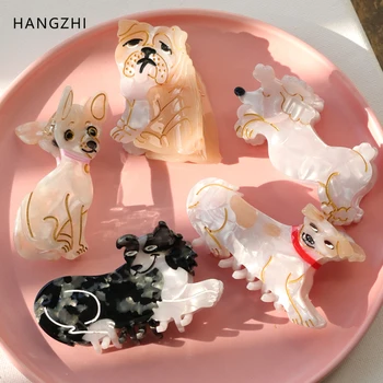 HANGZHI-Сладкото Куче на Вълна Нокът Чихуахуа Ацетатная Шнола За Коса от Ново Животно Скоба за Опашката, за Жени, Момичета Креативни Аксесоари За Коса Подарък 0
