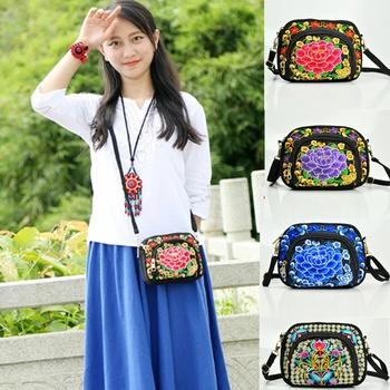 Реколта Дамска Чанта Hmong Vintage Мъкна Пратеник на Хипи Етническа Чанта През Рамо С Бродерия в стил Бохо