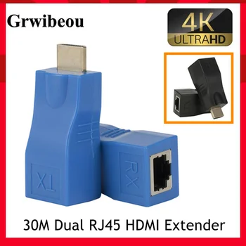4k, HDMI-съвместим удължителен кабел RJ-45 портове lan HDMI-съвместим удължител с дължина до 30 м и по кабел CAT5e / 6 hotUTP Ethernet LAN