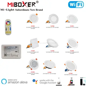 MiBoxer 2,4 G Умен Лампа 110v ac 220 v 6 W 9 W И 12 W 15 W 18 W 25 W RGBCCT led Тавана лампа Безжично дистанционно управление и WiFi приложението Гласов Контрол