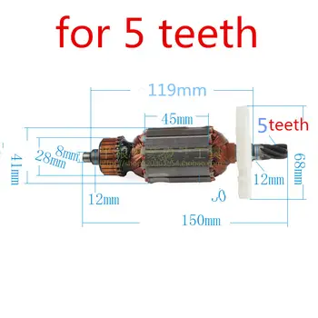 AC220-240V 6 на зъбите 5 зъбите Котва Ротор Арматура за HITACHI 26 DH26 DH26PA Статорная ъглошлайф 1