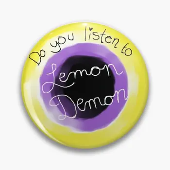 Можете да Слушате Lemon Demon Адаптивни Софт бутон на Жени Бижута Шапка Карикатура Модерен Яка на Ревера на Жени Икона Дрехи Метал