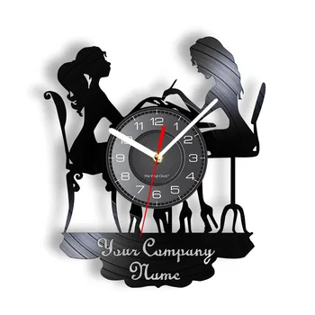 Индивидуални Семинари грамофонни плочи за нокти Стенни Часовници Персонализирани с Името на Вашата фирма Логото на Салон за красота Стенни Часовници Маникюрша Подарък