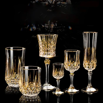 Луксозни чаши за вино, чаши за шампанско в европейски стил, изящни чаши за вино, чаши за вино от бластване стъкло, ръчна изработка.