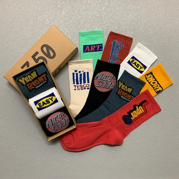 3 чифта/скоростна личност писмо чорапи памук Harajuku мода, хип-хоп Спорт скейтборд класически комични мъже жени чорапи за подаръци