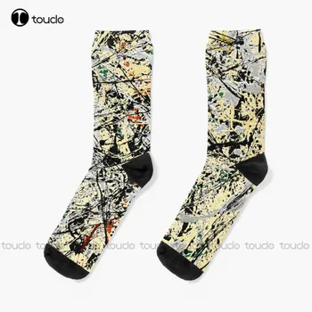 Номер На 32 - Jackson Pollock Жените Чорапи Коледни Модни Коледни Подаръци Унисекс За Възрастни, Тийнейджъри На Младежки Чорапи 360 ° Цифров Печат По Поръчка 0