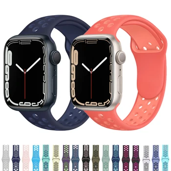 Силиконов ремък За Apple Watch band 44 мм 40 мм 38 мм 42 мм Гривна iWatch 3 4 5 6 SE каишка correa Apple watch серия 7 45 мм 41 мм 0