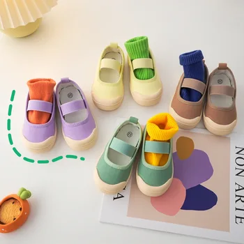 Детска млечна малка совковая обувки 2022 пролетно нова тъканно обувки с фин уста за момичета и момчета, детски обувки