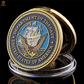 Военен отдел на ВМС на САЩ големия печат на американския Вашингтон.D.C Златна колекция монети за подаръци