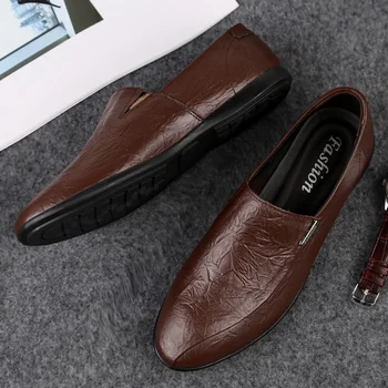 мъжки ежедневни модни обувки sapato за почивка, Мъжки обувки на равна подметка, cuero, пролет-черен, мъжки, 2022, de male, para, sapatos, кожа, топла