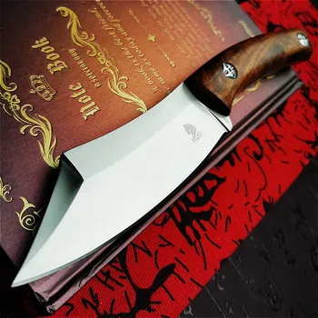 Zimir Huanghua круша дървена дръжка тактически прав нож за рязане на месо обвалочный нож D2 стомана вграден нож за нарязване на главния готвач