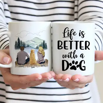 Двойка Кучета Мъжки и Женски Персонални Чаши На Поръчка Керамични Чаши за Кафе Чаша Подарък за Семейството си САМ 