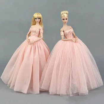 Розова Сватбена Рокля За Кукли Барби, Дрехи за парти на Принцесата, Дълги Рокли, стоп-моушън Дрехи За куклата Къща на Барби