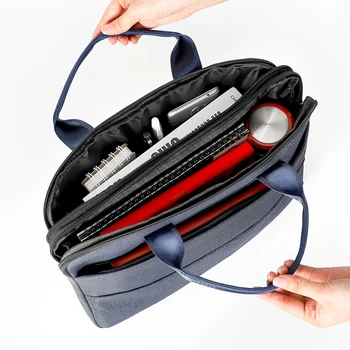 Преносима чанта за документи с цип A4 портфейл многослоен голям капацитет 13-инчовата чанта платно материали за срещи пакет 2
