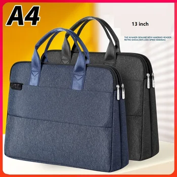 Преносима чанта за документи с цип A4 портфейл многослоен голям капацитет 13-инчовата чанта платно материали за срещи пакет 3