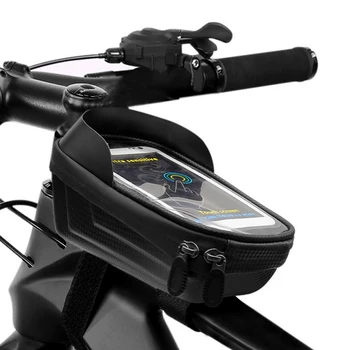 Водоустойчив Мотор Чанта Велосипеден Предни Държач За Мобилен Телефон Със Сензорен Екран Горната Тръба Велосипедна Чанта За Съхранение на МТБ Аксесоар Подходящ за 6,5-инчов Телефон