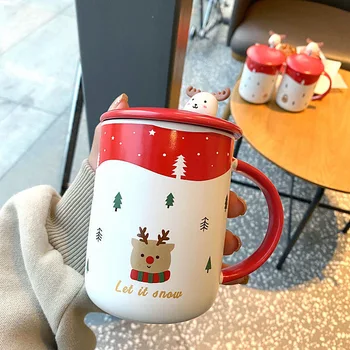 Нова Коледна Чаша Коледен Подарък-Коледна Керамична Чаша Кафе Набор От Мультяшная Чаша Коледна Чаша