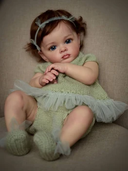 60 СМ Reborn Baby Doll Tutti За Малки Момичета Истинска Bebe 3D Кожата Мек Силикон Ръчно Рисувани Вижда Виена с Дрехи Готови Кукли