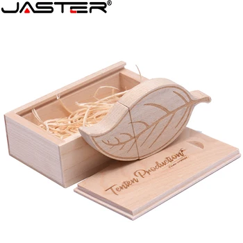 JASTER Wood Leaves Pen Drive 128 GB Творчески Сватбен Подарък USB Flash Памет 64 GB Безплатен потребителски логото на Memory stick duo 16 GB Кленов Карта 0