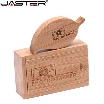 JASTER Wood Leaves Pen Drive 128 GB Творчески Сватбен Подарък USB Flash Памет 64 GB Безплатен потребителски логото на Memory stick duo 16 GB Кленов Карта 3