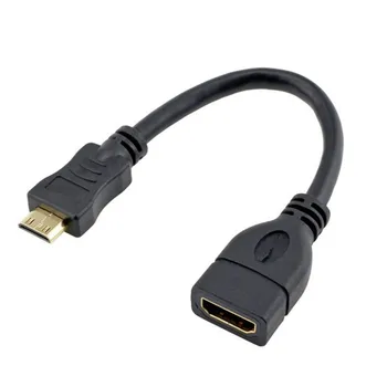 15 см Mini HDMI-Съвместим Кабел между мъжете и жените, Позлатен Адаптер за Разширяване Кабо, Конвертори за синхронизация на аудио и видео, Черен