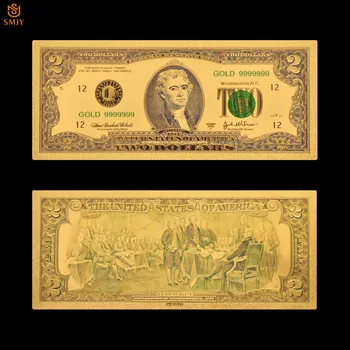 Злато САЩ 999 24-КАРАТОВО Злато Банкнота от 2 долара Фалшива Валута Хартиени Банкноти със Златно покритие с Колекционерска стойност на Книжните Пари