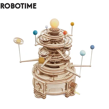 Robotime Rokr Механичен Orrery 316 БР. Въртящи направи си САМ 3D Дървени Пъзели Модел Building Block Комплекти Играчка, Подарък за Тийнейджъри, Възрастни ST001