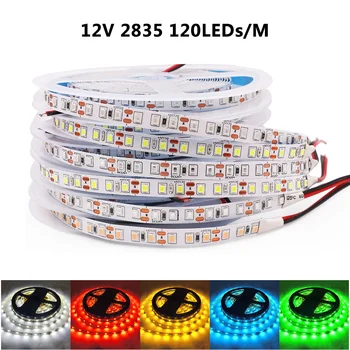 12 led светлини 5 М 2835 led лента DC12V RGB led лента 60 120 led Гъвкава лента диод за По-ярки, отколкото 3528 smd 5050