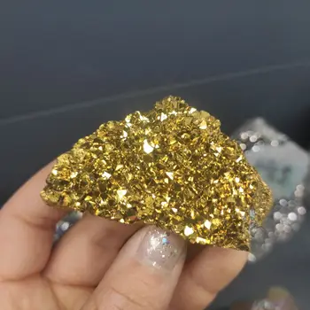 1бр Естествени Материали САМ За Производство на Галванични Покрития от Злато Непреработена Скъпоценен Камък Crystal Клъстер Титан Жеода Подаръци Проби от Минерали