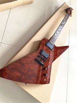 6-струнен електрическа китара във формата на фурнир розово дърво custom edition с покритие от розово дърво, черни аксесоари