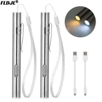 Акумулаторна батерия Led Фенерче Light Pen Mini Факел Студен Бял Топъл Бял свят С USB Кабел За Зареждане се Използва За Къмпинг Лекари