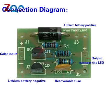 Такса за Зареждане на Литиево-йонна Батерия със Защитен Модул, Зарядно устройство, Сензор за Контрол на Осветлението САМ Комплекти за слънчево Зареждане 2