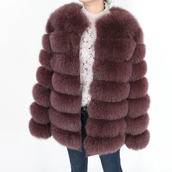 Maomaokong дамско дълго 70 см палто от естествена кожа лисица, жилетка, Зимно дамско яке, палто, жилетка, кожени мода за момичета