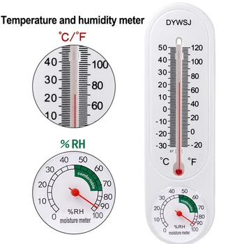 Външен/Вътрешен Термометър, Влагомер, Измерване На Температура, Влажност, Измерване За Оранжерия, Навес, Монтиране На Стена, 2 Опаковки 0